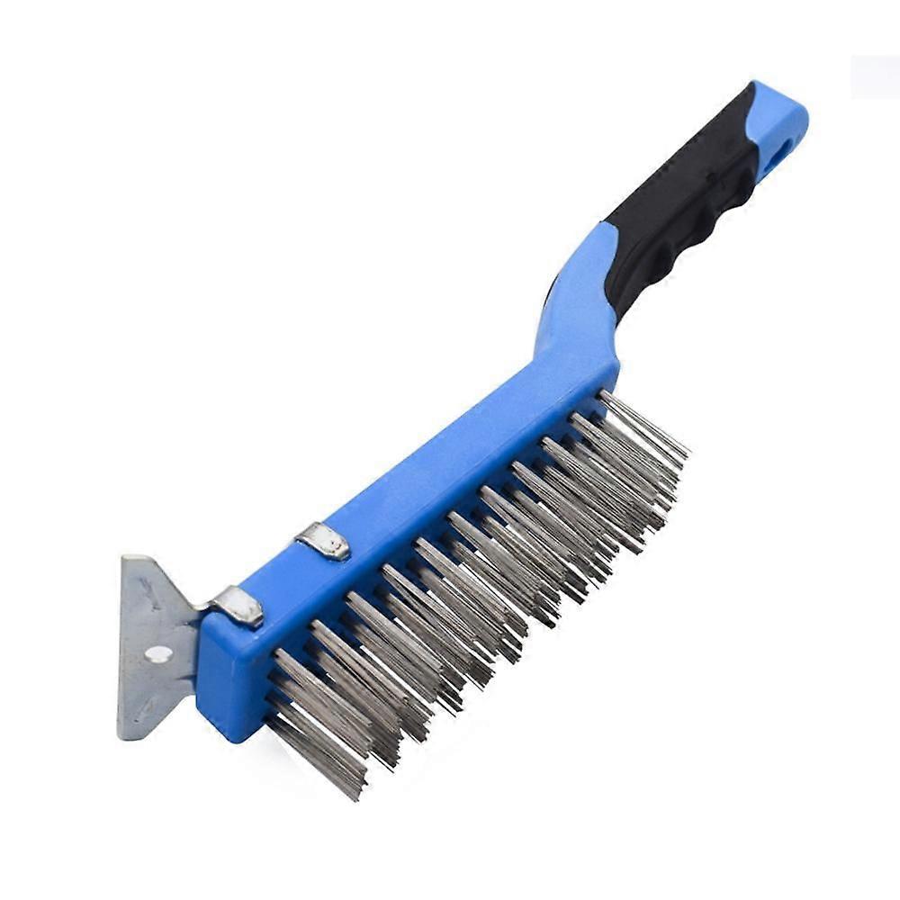 Brush with stainless steel bristle handle and 3 row scraper