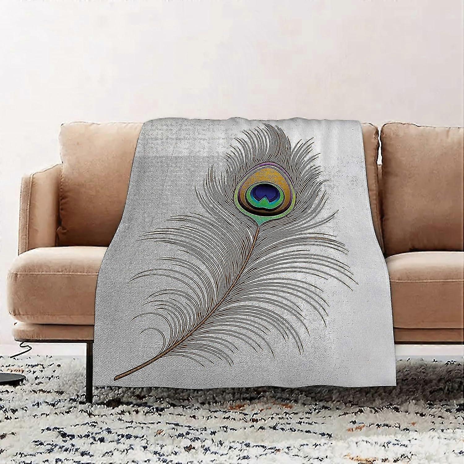 Blanket Premium Flannel Throw Blanket - Peacock Exotic Alluring Bird With Feathers Wildlife Nature Image,mustard Gre Flannel Blanket Sofa Throw, Blank