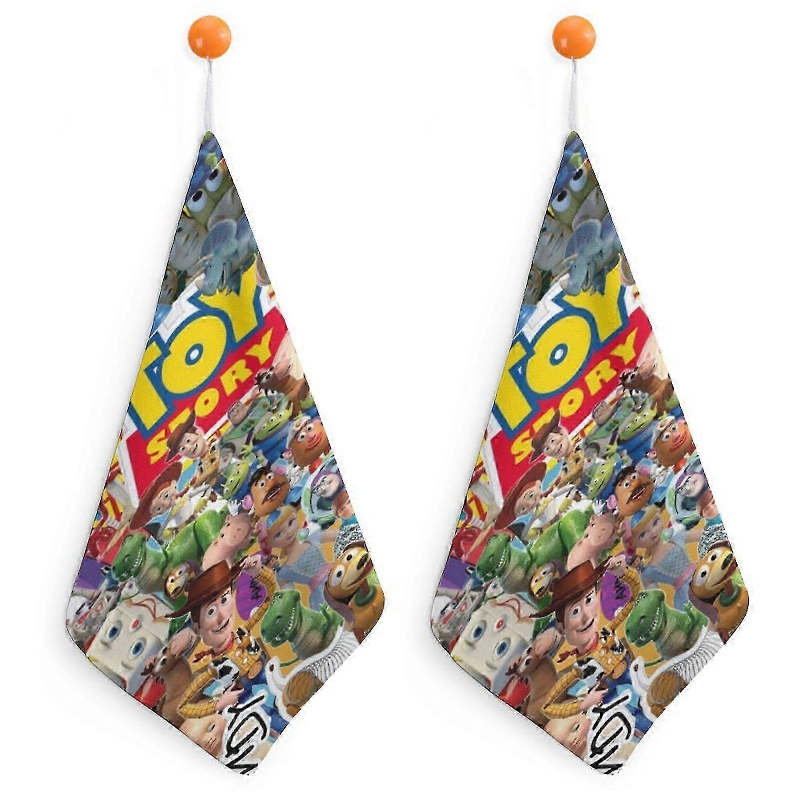 Toy Story Hand Towels for Bathroom, Cotton Face Towels Soft Absorbent for Spa Bath Gym Kitchen, Hand Towel Set Decorative Checkered 2PCS