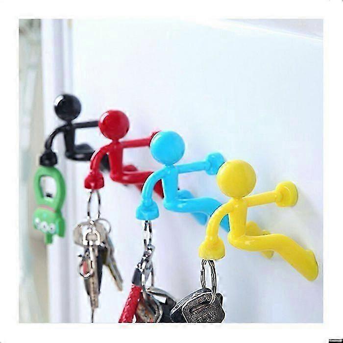 (4 Colors) Set of 4 Heavy Duty Magnetic Key Hooks with Wall Mounts