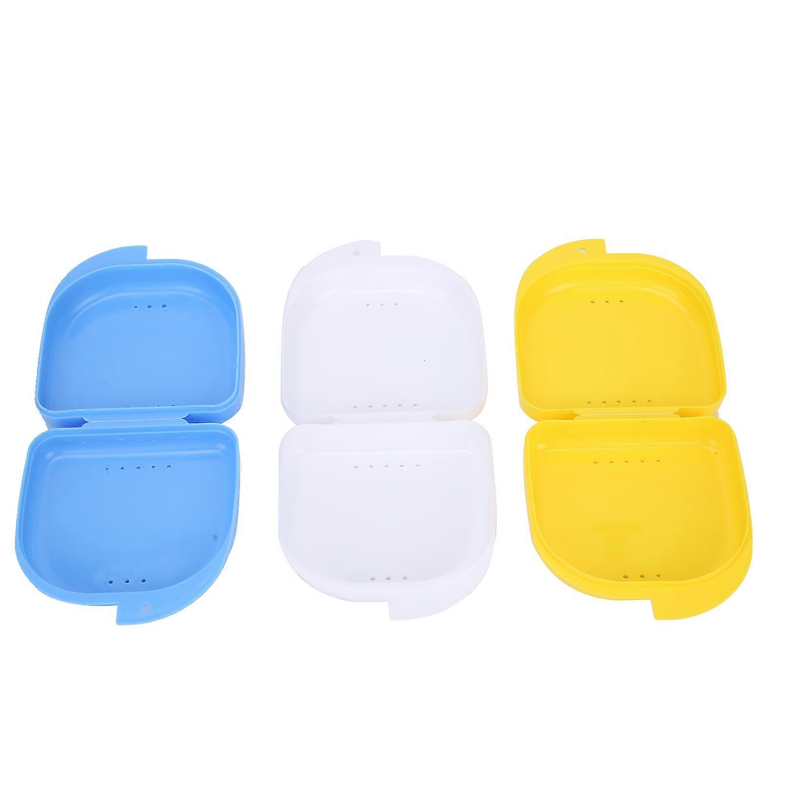 3pcs Denture Case Dental HalfMouth Denture Box Storage Container Orthodontic Retainer Case