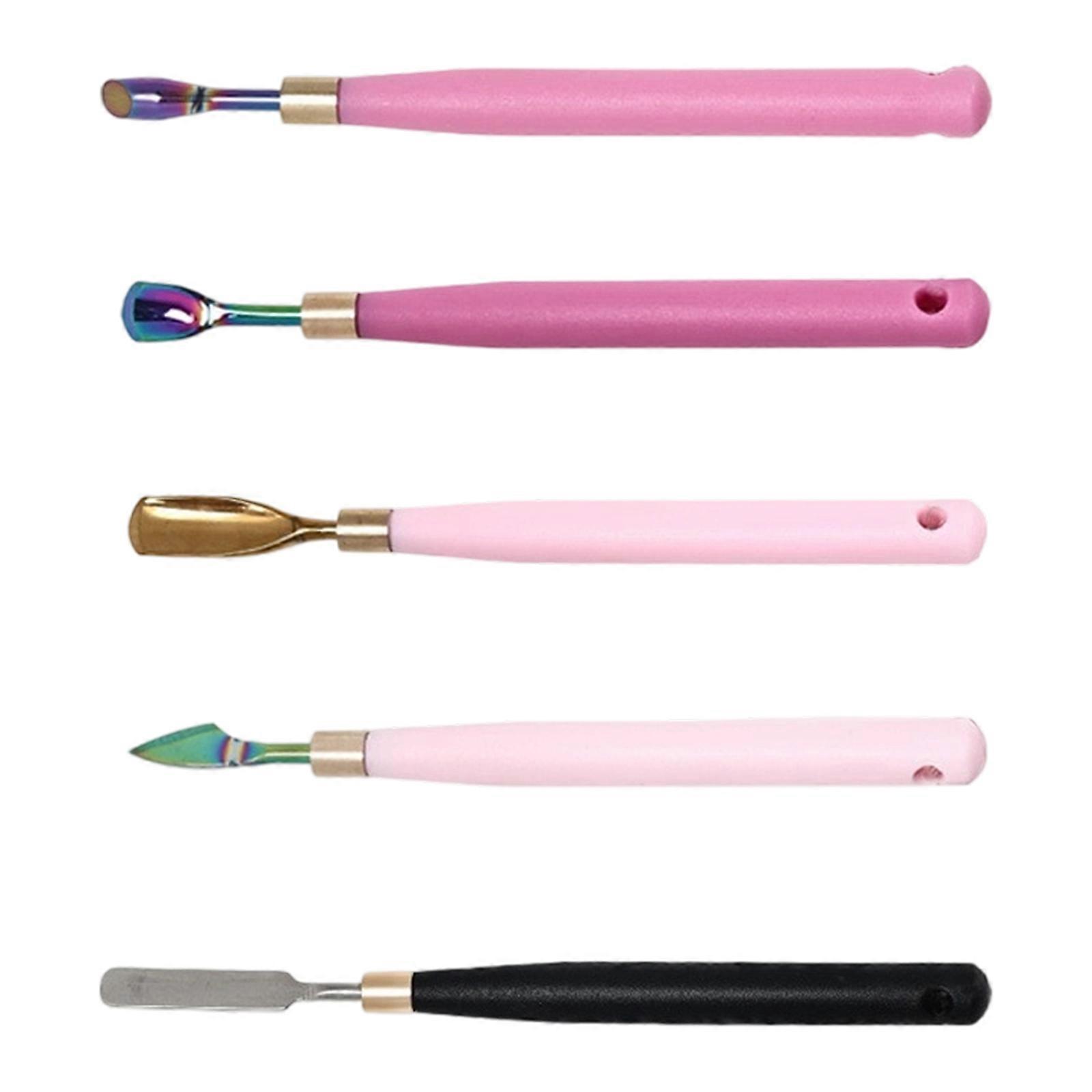 Professional Steel Cuticle Pusher Nail Art Tool With Ergonomic Handle For Precise Dead skins Removal And Gel Mixing Multicolor