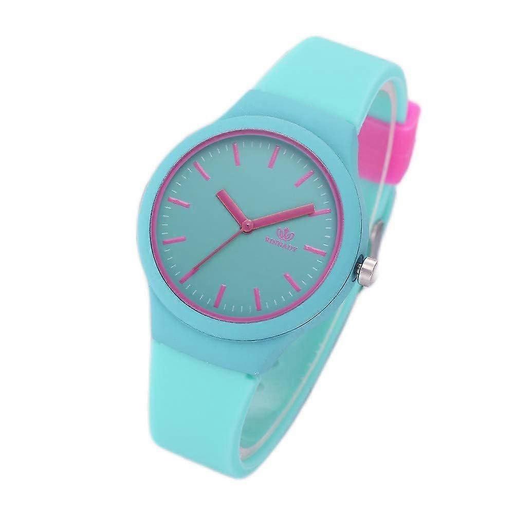 Watches Strap Solid Women Casual Wristwatch Silicone Clock Pattern Green One Size Canvas Style