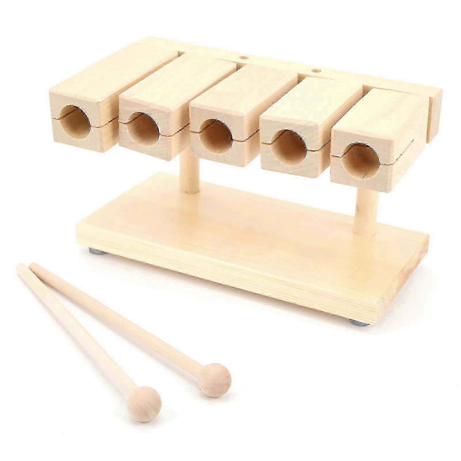 Wood Percussion Block 5 Tones Rhythm Maple Blocks with Hammer for National Opera Music
