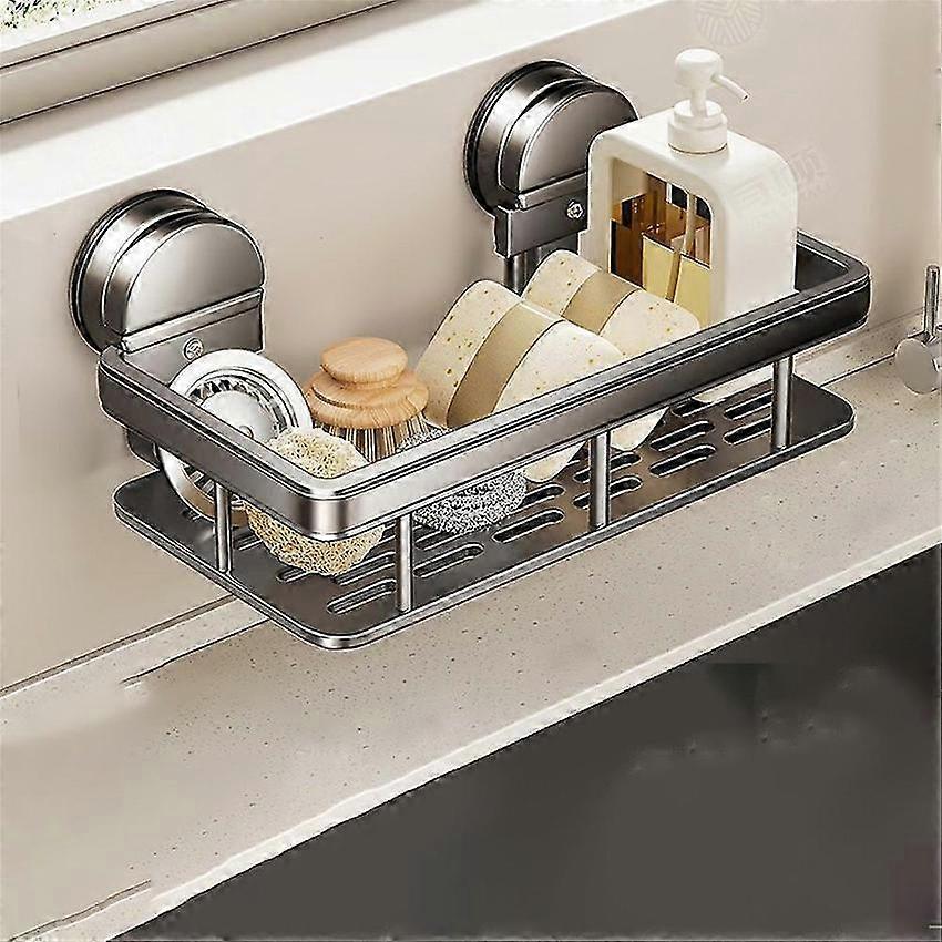 Aluminum Dish Sponge Holder Wall Mounted Draining Rack Kitchen Sink Organizer