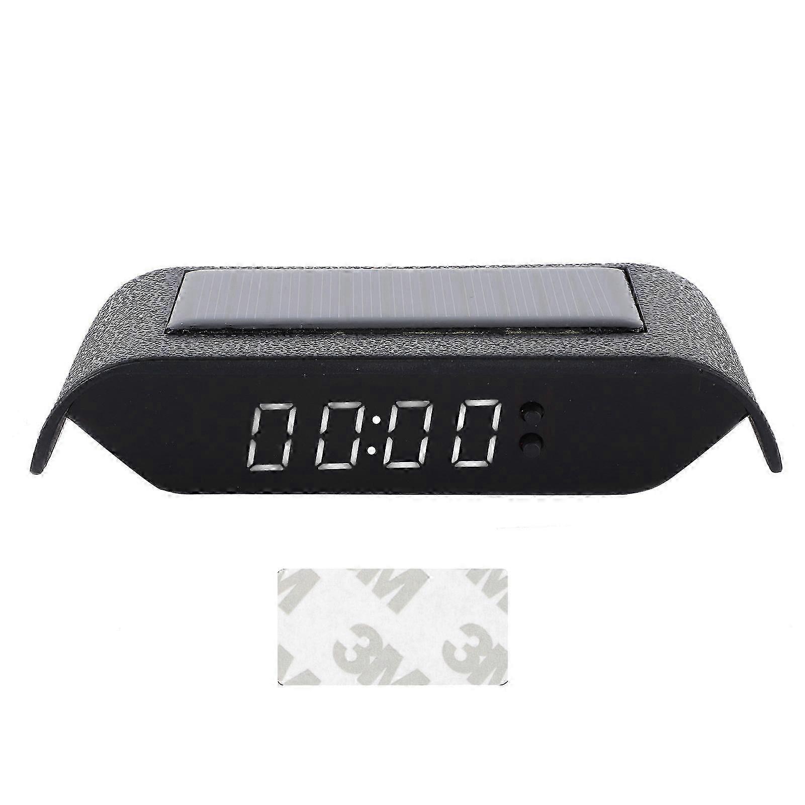 Car Digital Clock Auto Truck Solar Powered Time Date Temperature LCD Display Wiring FreeWhite Light
