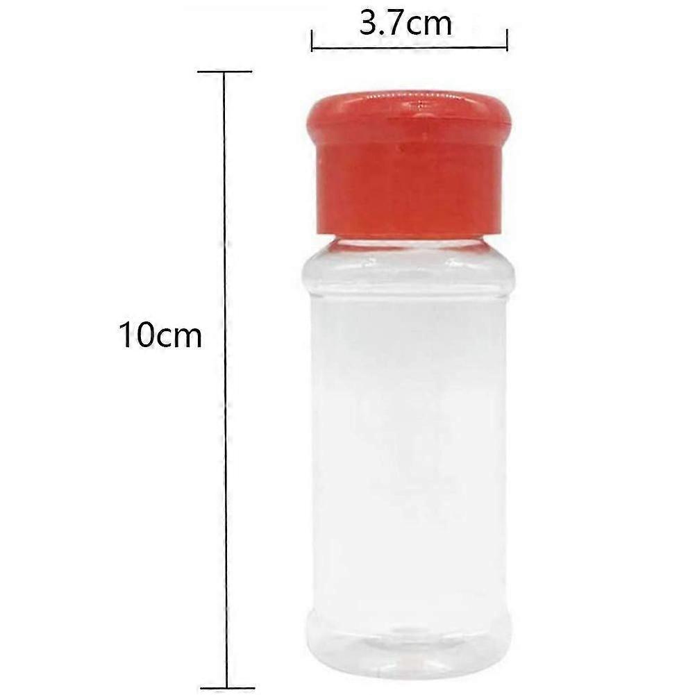 50 Empty Plastic Spice Bottles For Storing Barbecue Seasoning Salt Pepper Etc. 100ml / 3.3oz, Red