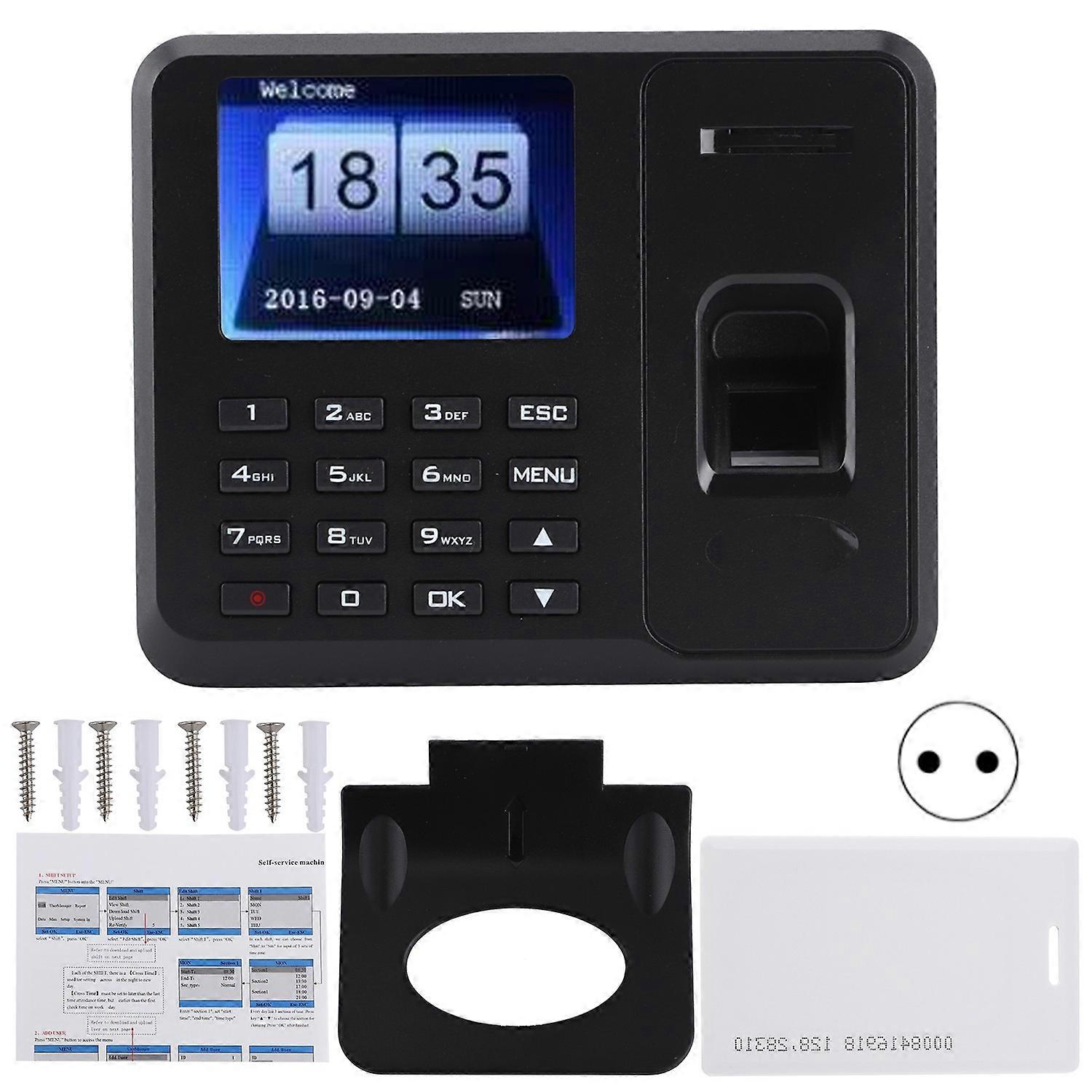 USB Standalone Time Attendance 2.4in TFT LCD Screen Password Fingerprint ID Card Recognition 110‑270