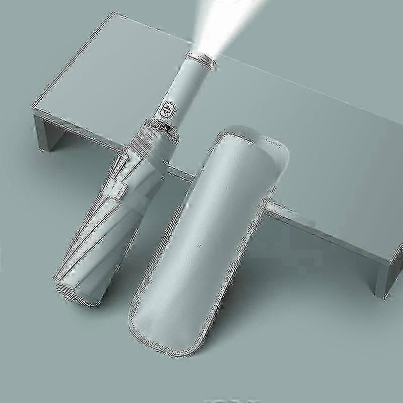 Lightweight Windproof Compact Travel Black Rain Umbrella Auto Open Close With Two Position Rotating Led Flashlight Handle