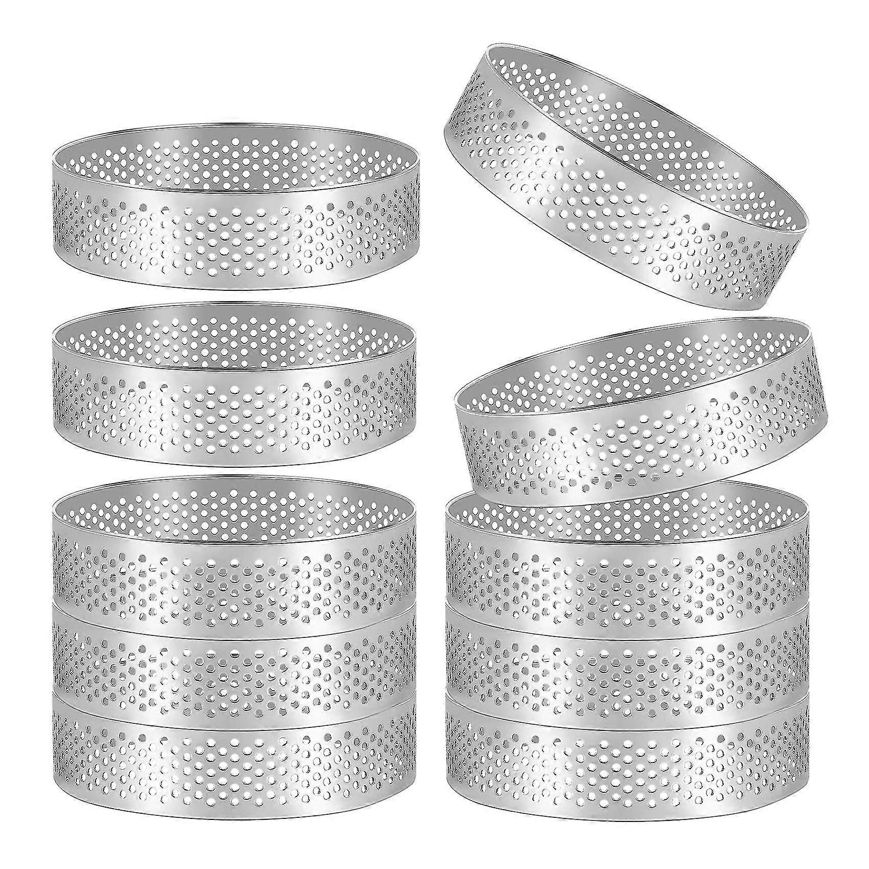 10個ラウンドデザートステンレス鋼穴あきフルーツパイキッシュケーキムースモールドキッチンベーキングモル