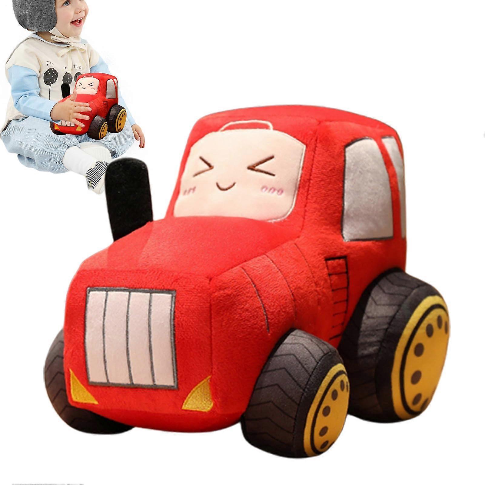 Tractor Plush Soft Stuffed Pillow Toy, Cartoon Sofa Cushion, Collectible Plush Doll, Red Color for Home, Kids