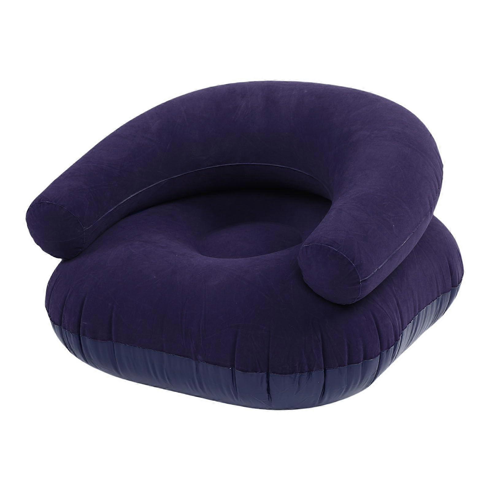 Inflatable Couch UShaped Backrest Flocking Material MultiUse For Bedroom Living Room Outdoors Dark Blue