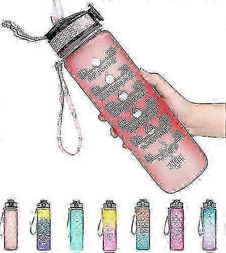 Water Bottle With Time Marker 1l Leakproof With Straw And Filter Tritan Bpa Free 2025