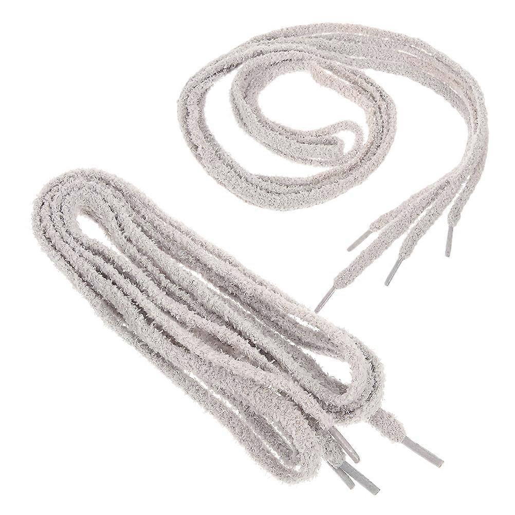 Adorable Plush Laces for Tying 2Pairs Soft Fuzzy Grey Shoe Laces for Sneakers