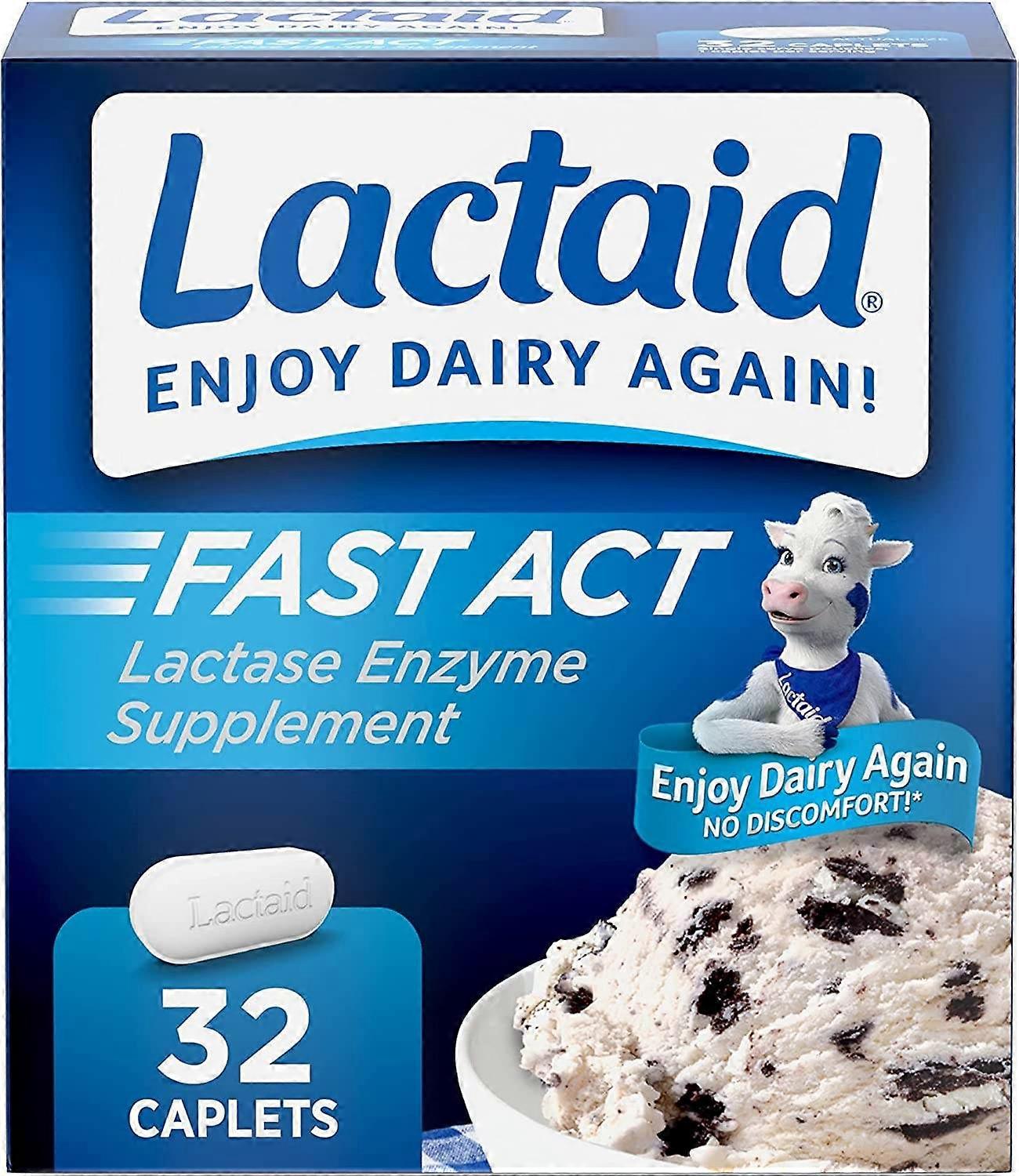 Lactaid Fast Acting, Lactase Supplement, Caplets, 32 Ea