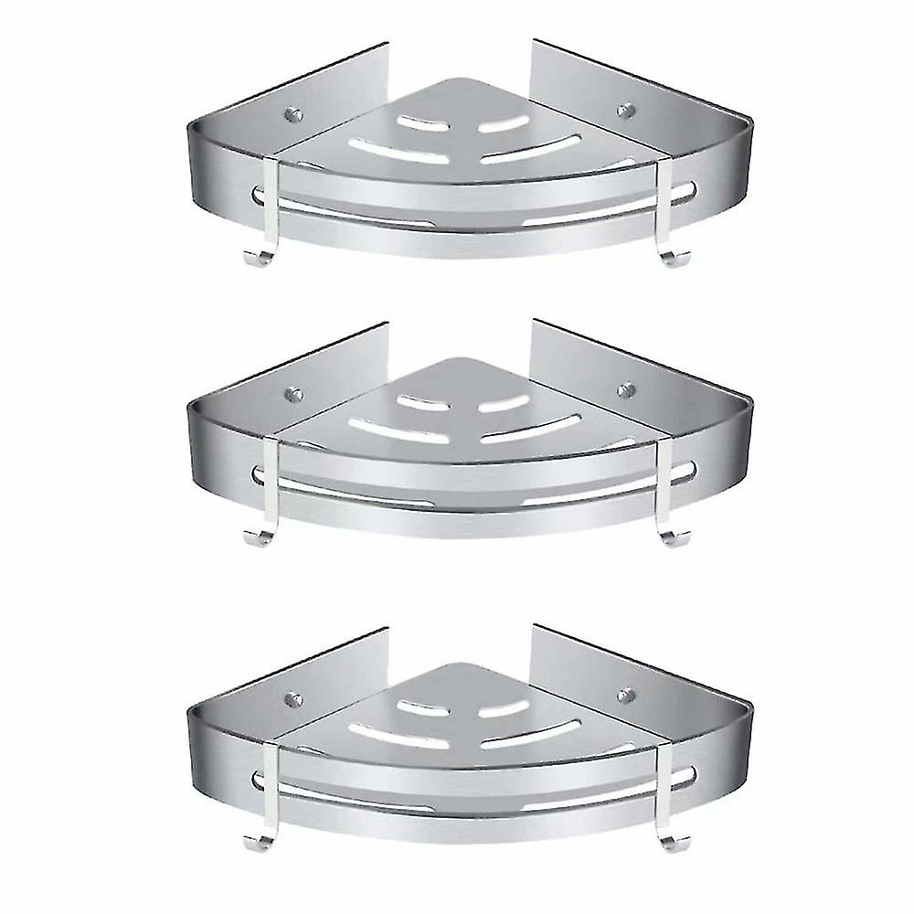 Bathroom Storage Shelf Triangle Shelf Rust-proof And Punch-free Thickened Silver 3 Pieces)