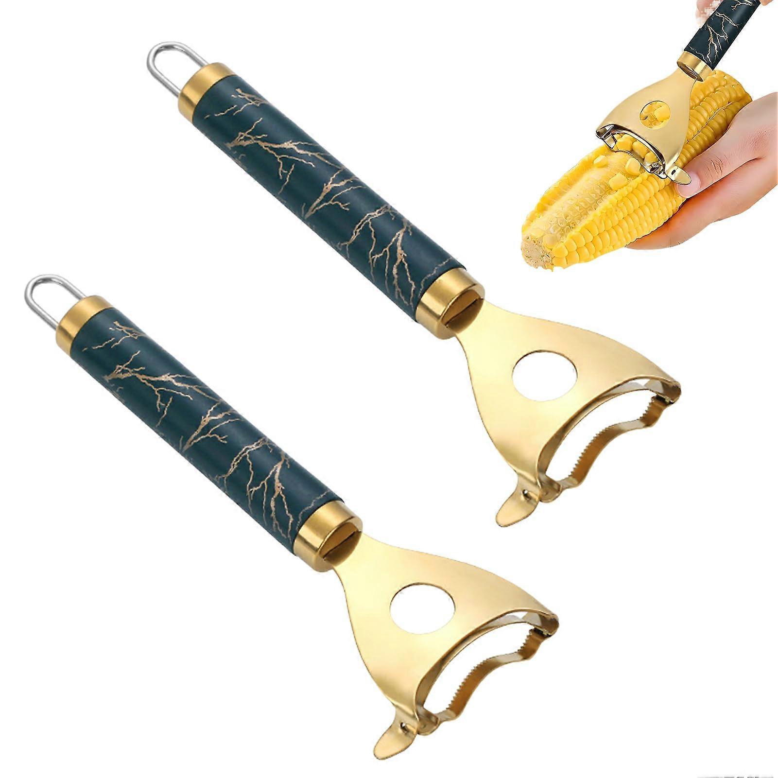 2 Pack Stainless Steel Corn Peeler Tool for Fast Cob Stripping and Easy Kernel Removal