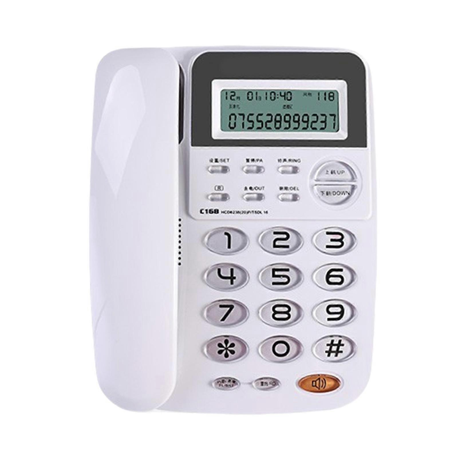 Office Desk Phone With Special Ringing for Calls, 62 Call Memory Office Landline Telephone Adjustable Screen Brightness  White