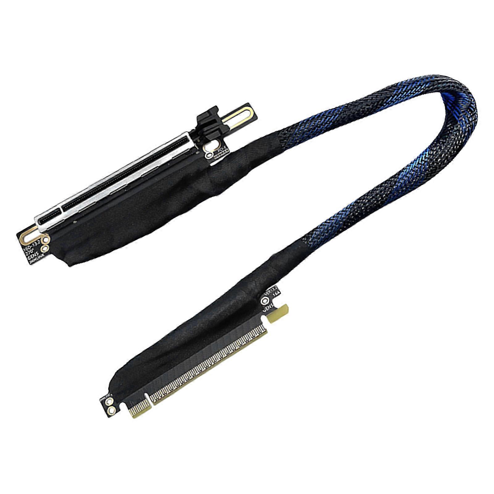 PCIe 5.0 X16 Right Angle GPU Extension Cable 270 Degree Flexible Braided Cord For Fast Speed Graphics Card Stability Multicolor