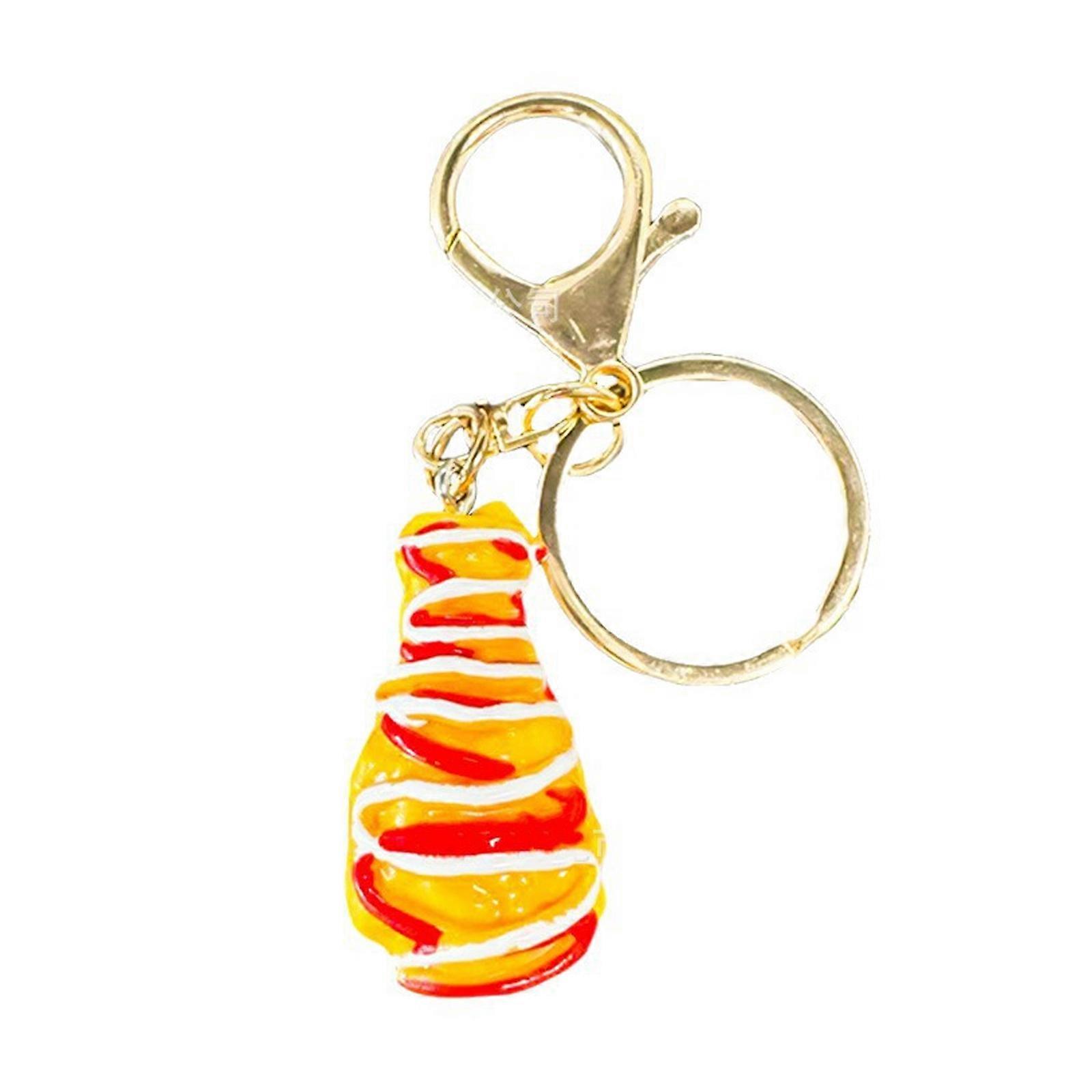 Miniature Fried Chicken Keychain Detailed Resin Decoration For Keys Phone Cases Enthusiasts Multicolor