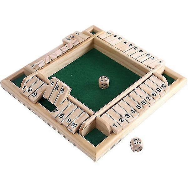 Deluxe 4-Player Shut The Box Wooden Game Classic Dice Game YC
