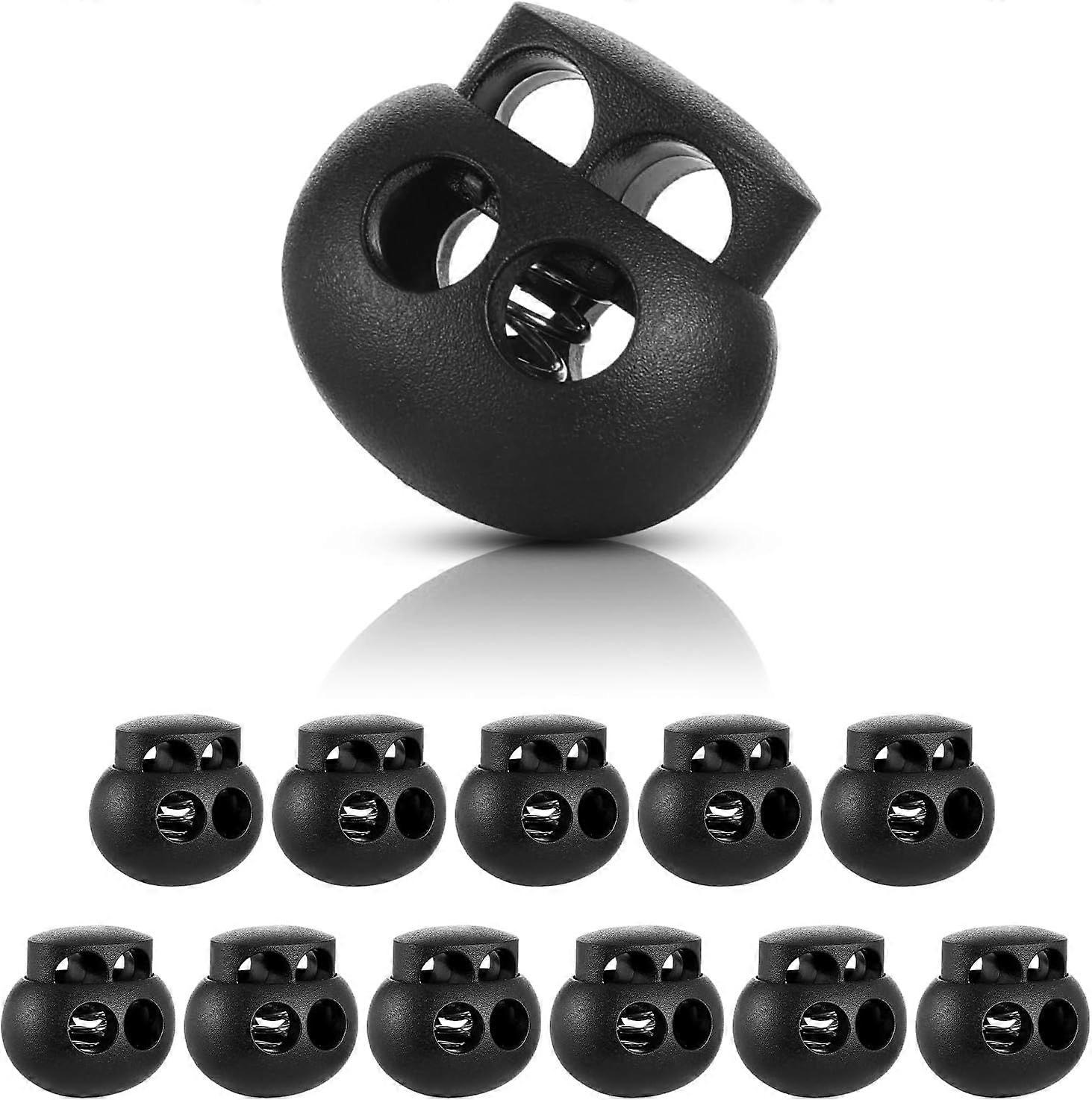 12 Pcs Cord Locks for Drawstrings, Spring Toggle Stopper, Round Plastic Shoe Lace Tie Lock