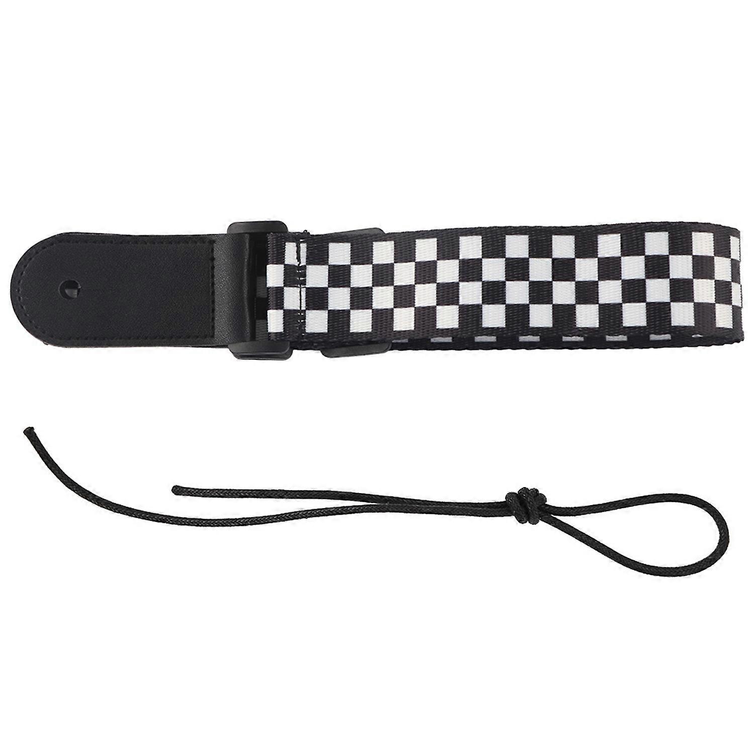 Adjustable Black and White Squares Ukulele 4 String Hawaii Guitar Shoulder Strap Accessory