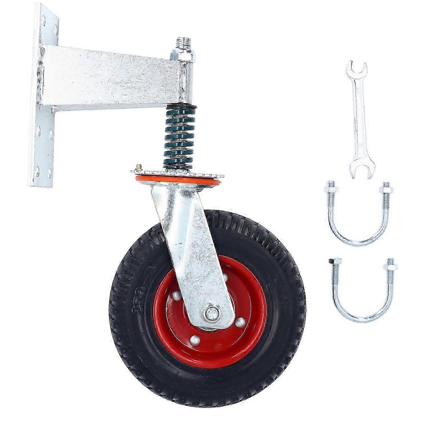 Roda de Portão de 8 Polegadas com Capacidade de Carga de 600lb, Rodízio de Aço Carbono e Borracha, Vermelho