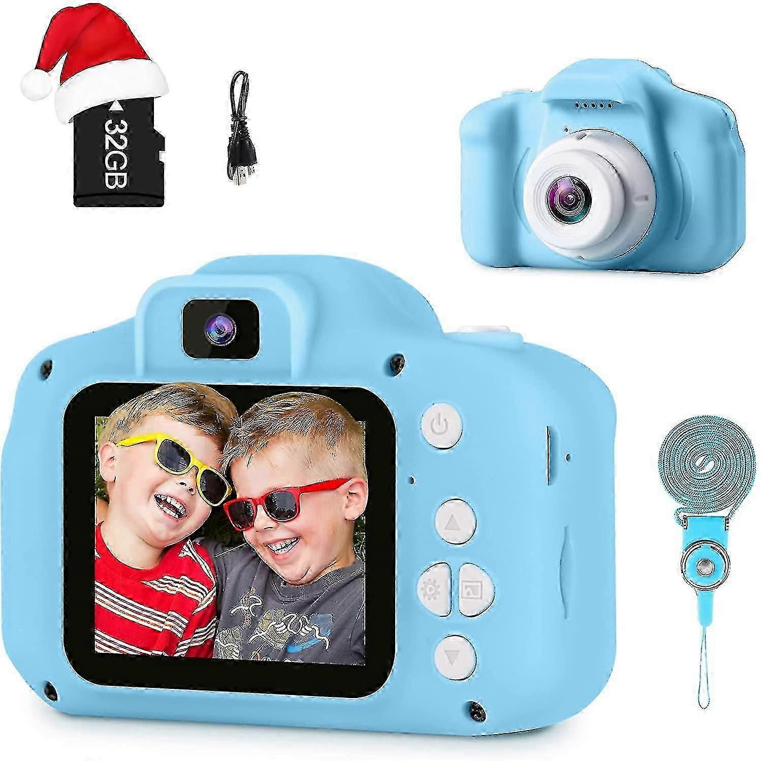 Digital Selfie Camera For Kids - With 12mp Camcorder Toy For 3-10 Years Old Birthday - Blue