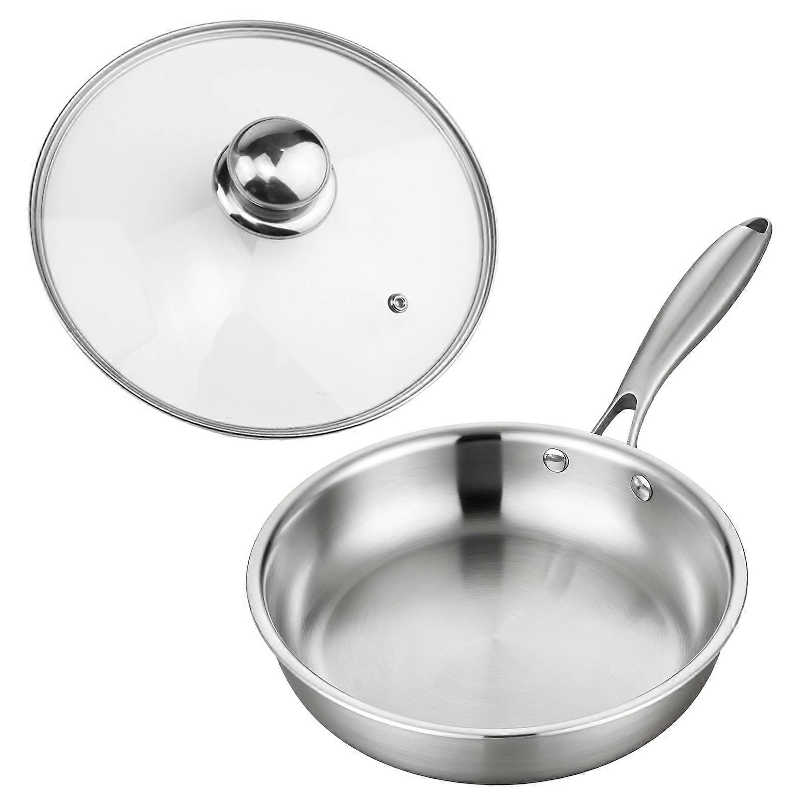 Multi Functional Stainless Steel Saute Pan with Clear Lid And Comfortable Handle Nonslip Design Cookware Multicolor