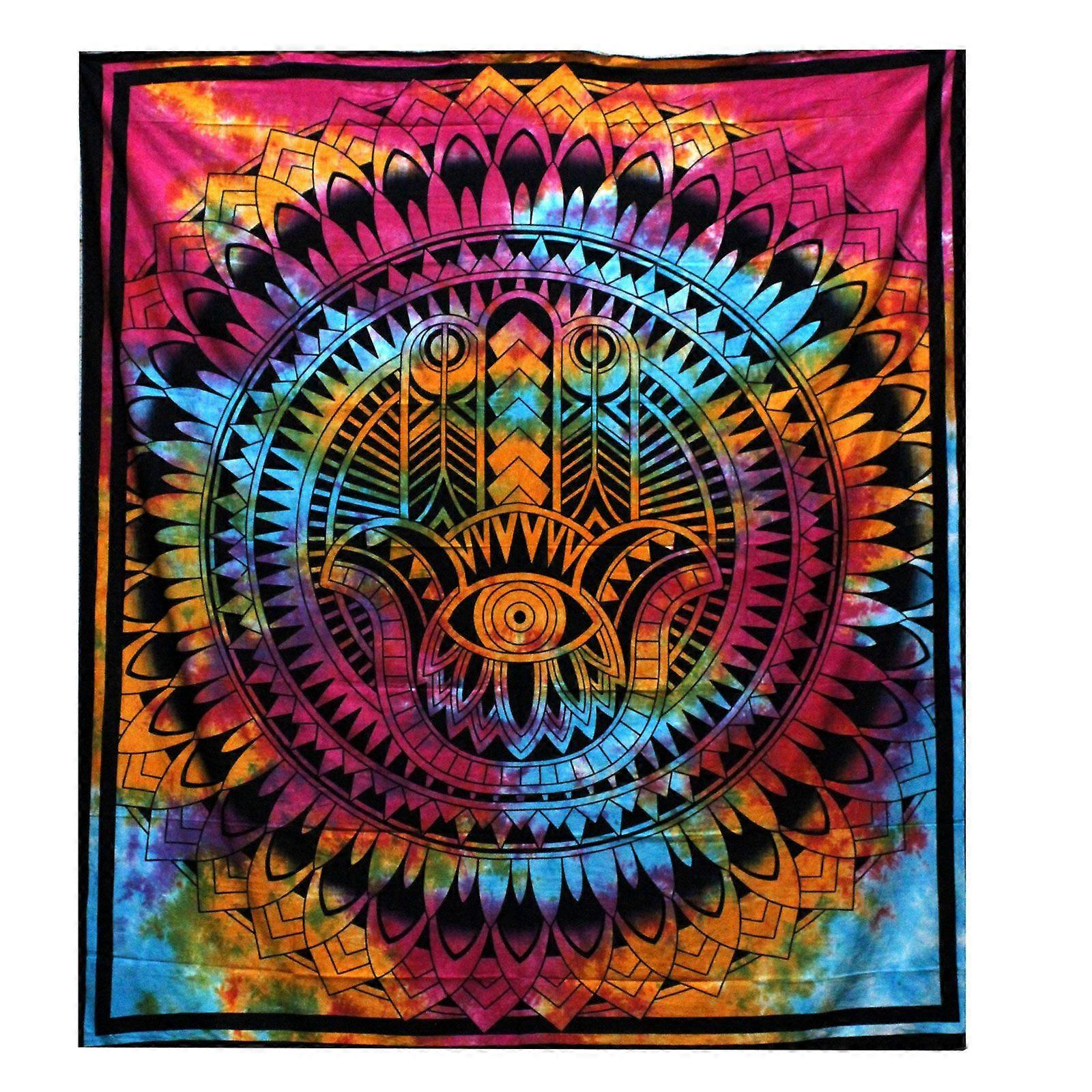Double Cotton Bedspread  Wall Hanging - Hamsa X 1