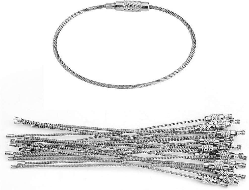 20Pcs Wire Key Ring, Stainless Steel Cable Keychain Ring, Loop Cables Rings with