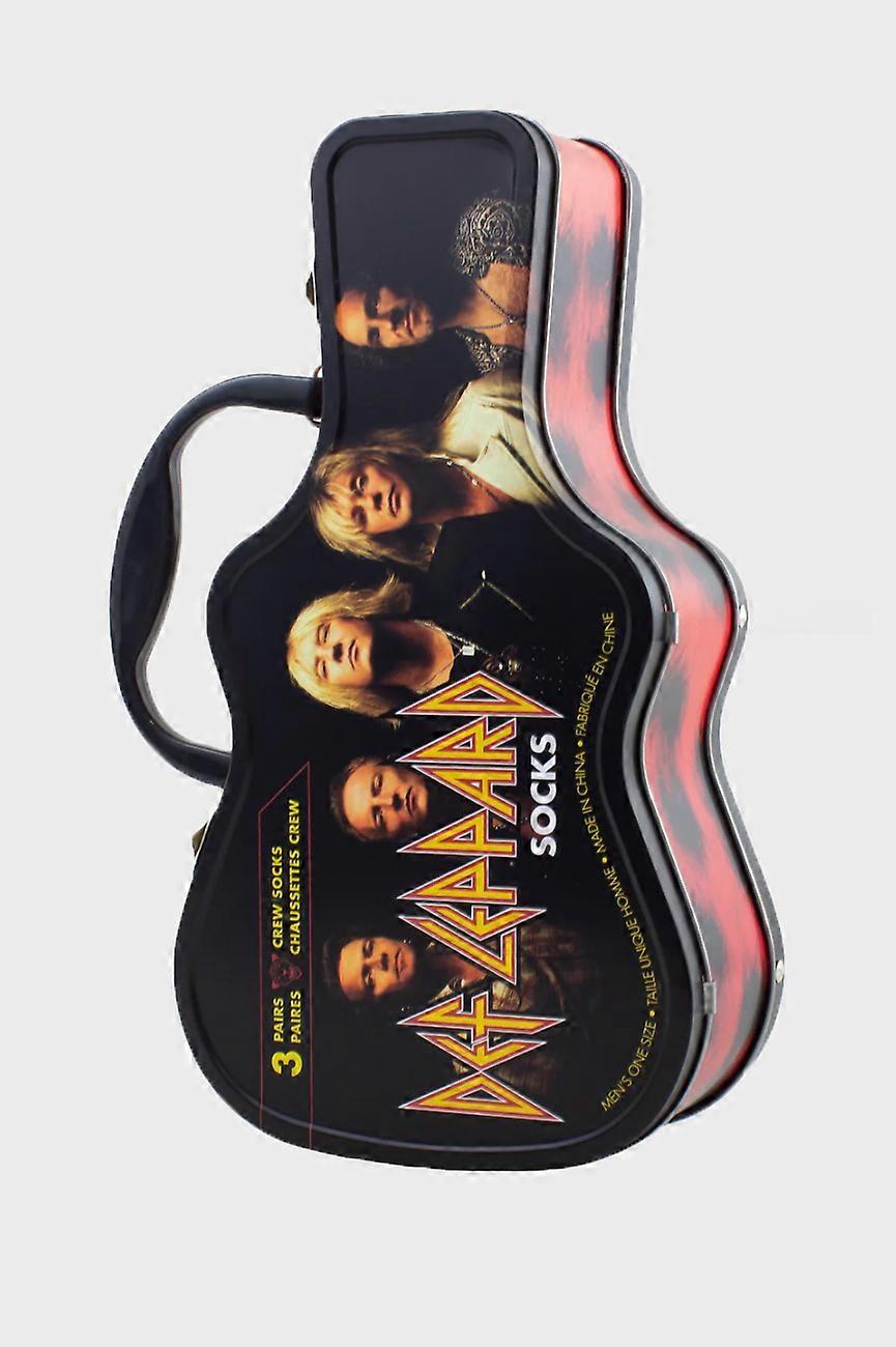 Def Leppard Sock Set 3 Pack In Guitar Shaped Tin