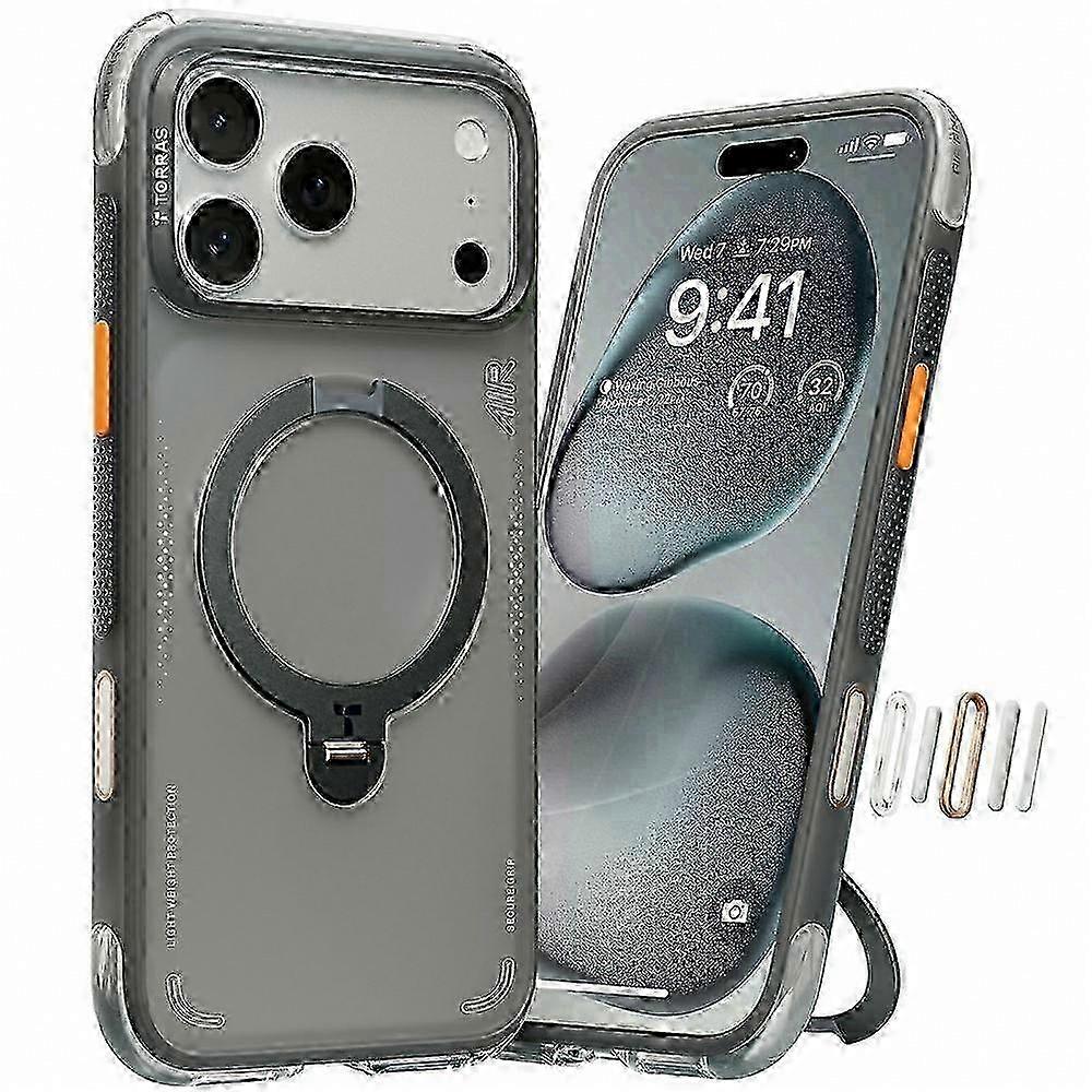 Capa magnética compatível com iPhone 17 Pro Max com suporte, em TPU e PC, para celular (miao4).