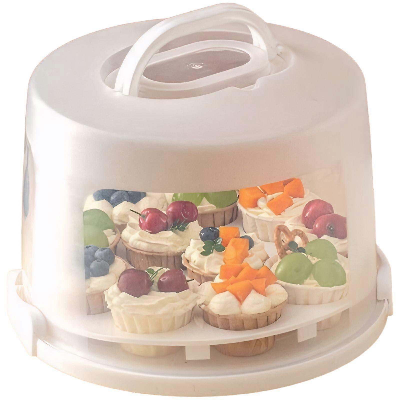 Cake Carrier with Clear Lid and Removable Cupcake Insert, Secure Closure, 25.5x30x19.5 cm