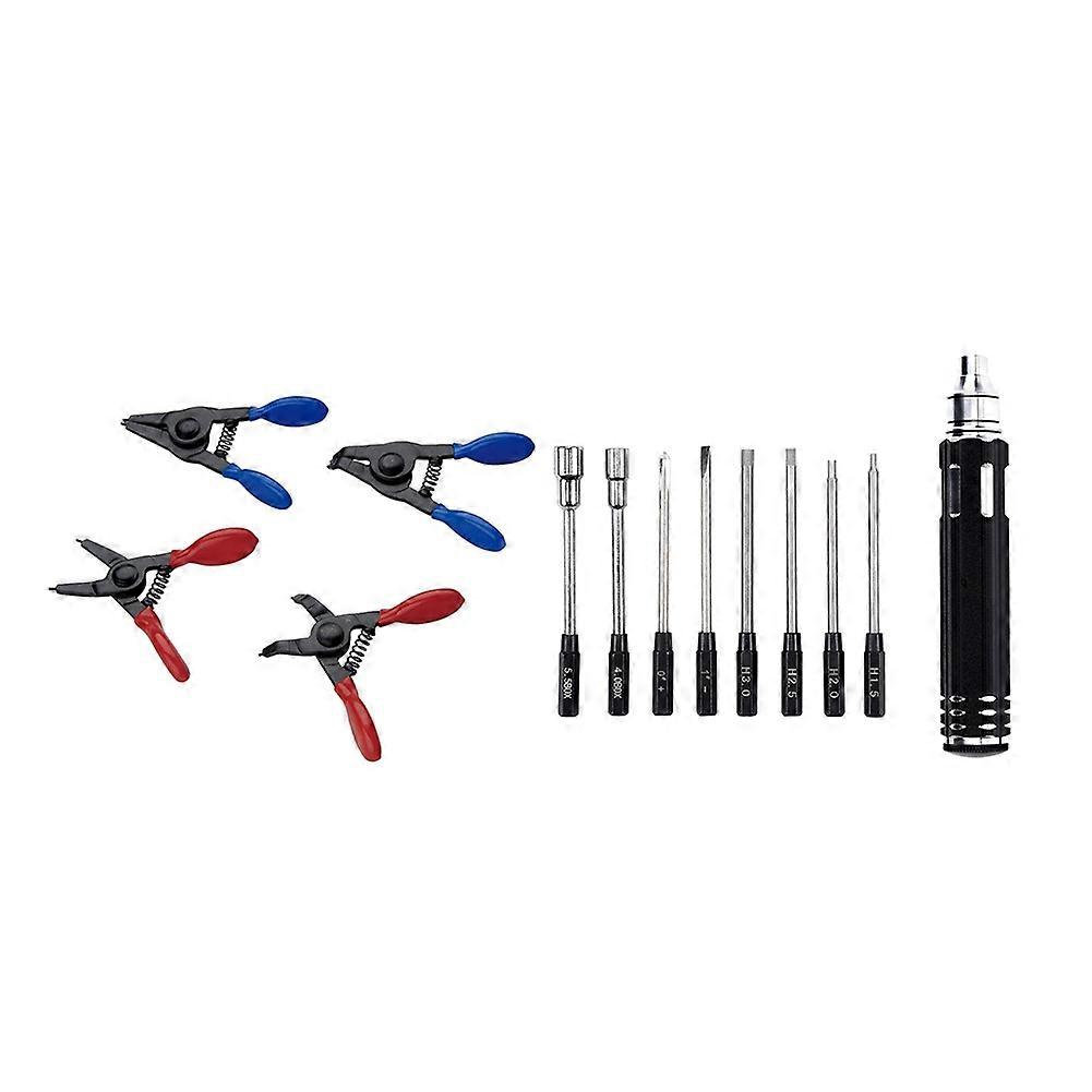 1 Set Mini Snap Ring Pliers, Circlip Retaining Clip Tool Set & 1 Set Screwdrivers Set Hex Socket Rc Tools Kit