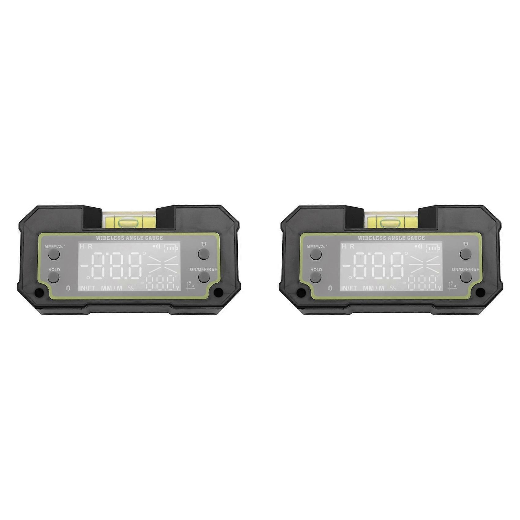 2X Bluetooth Level Inclinometer Dual Axis Digital Protractor Measuring Angle Ruler Biax Rechargeable Magnetic Level Box