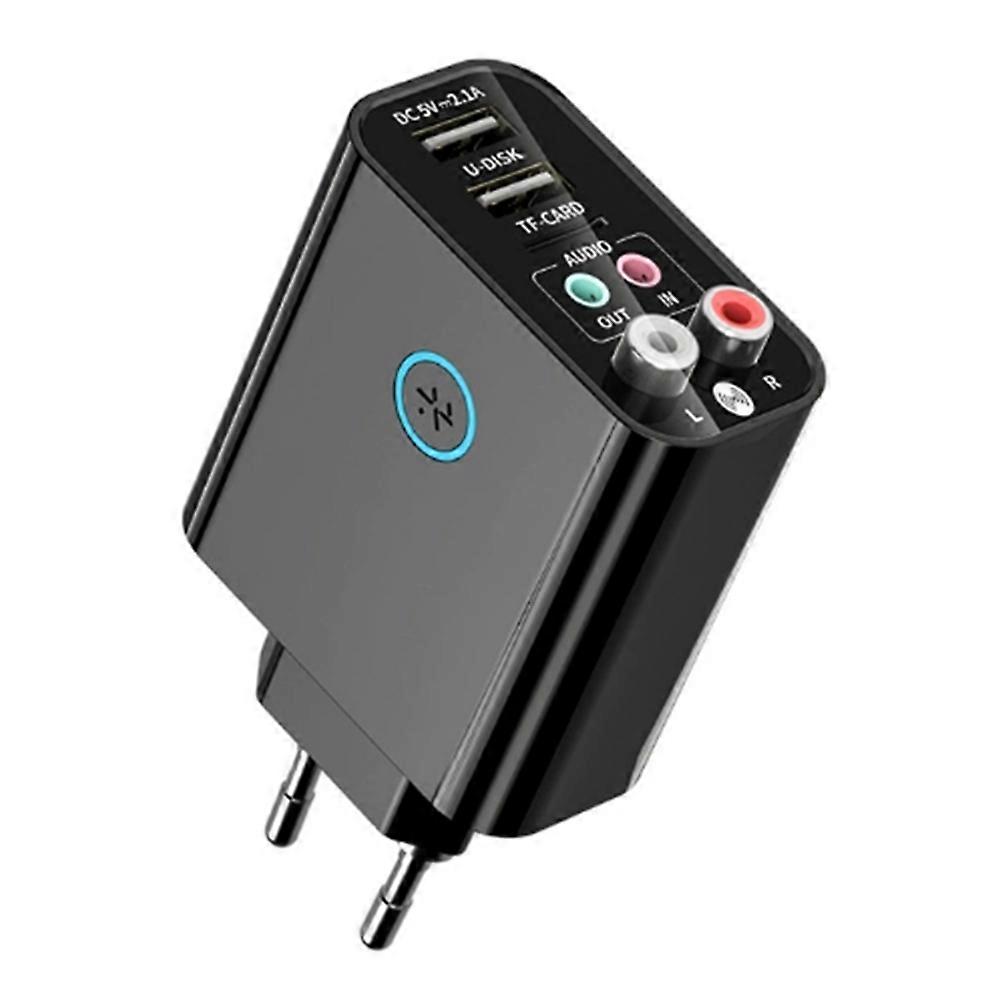Bluetooth 5.0 Audio Transmitter Receiver Fast Charger 3.5MM AUX TF Card U Disk Stereo Music Wireles Adapter EU Plug