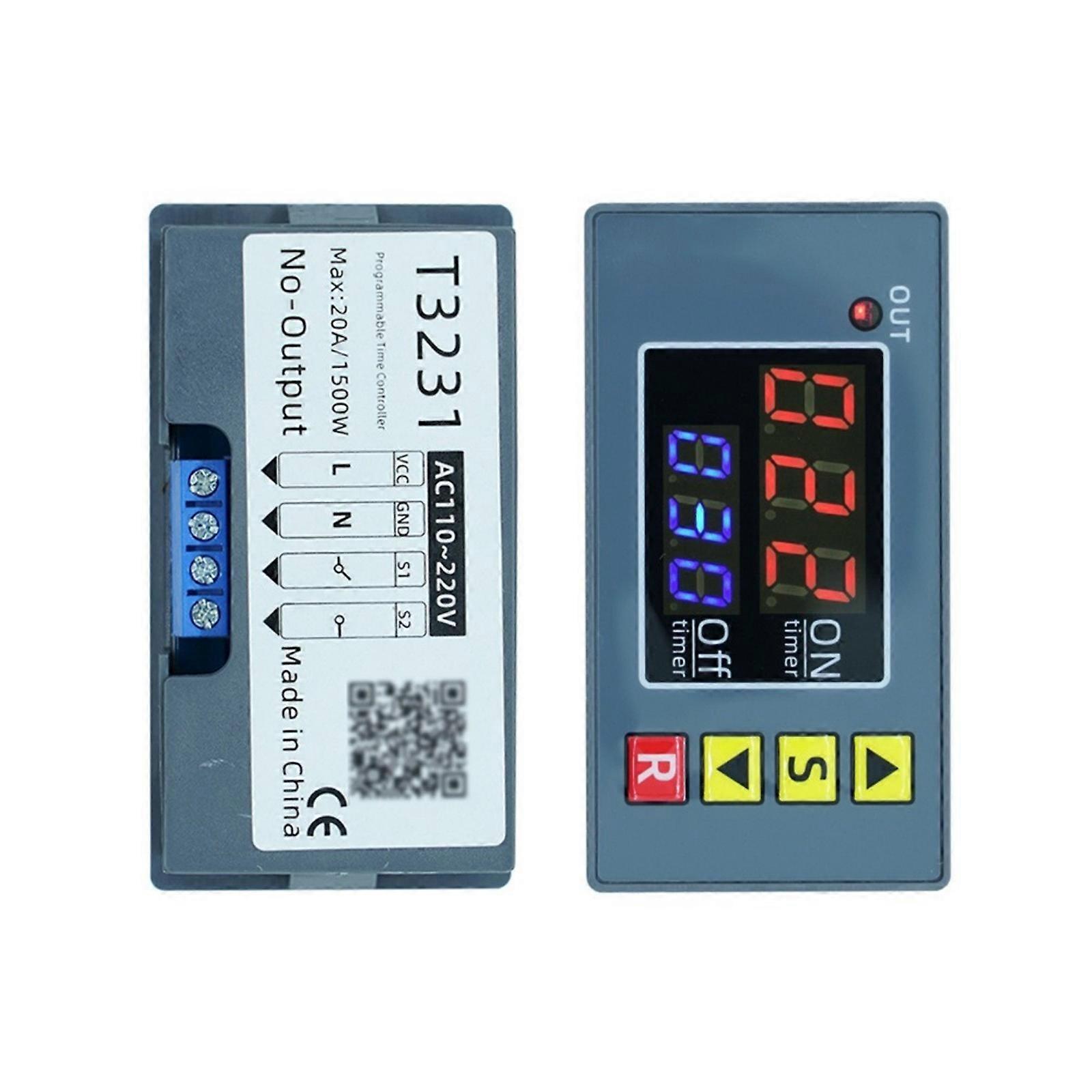 Practical Timers Relays Module with Double Digital Displays for Industrial Automation and Home Appliance Timing Needs Multicolor