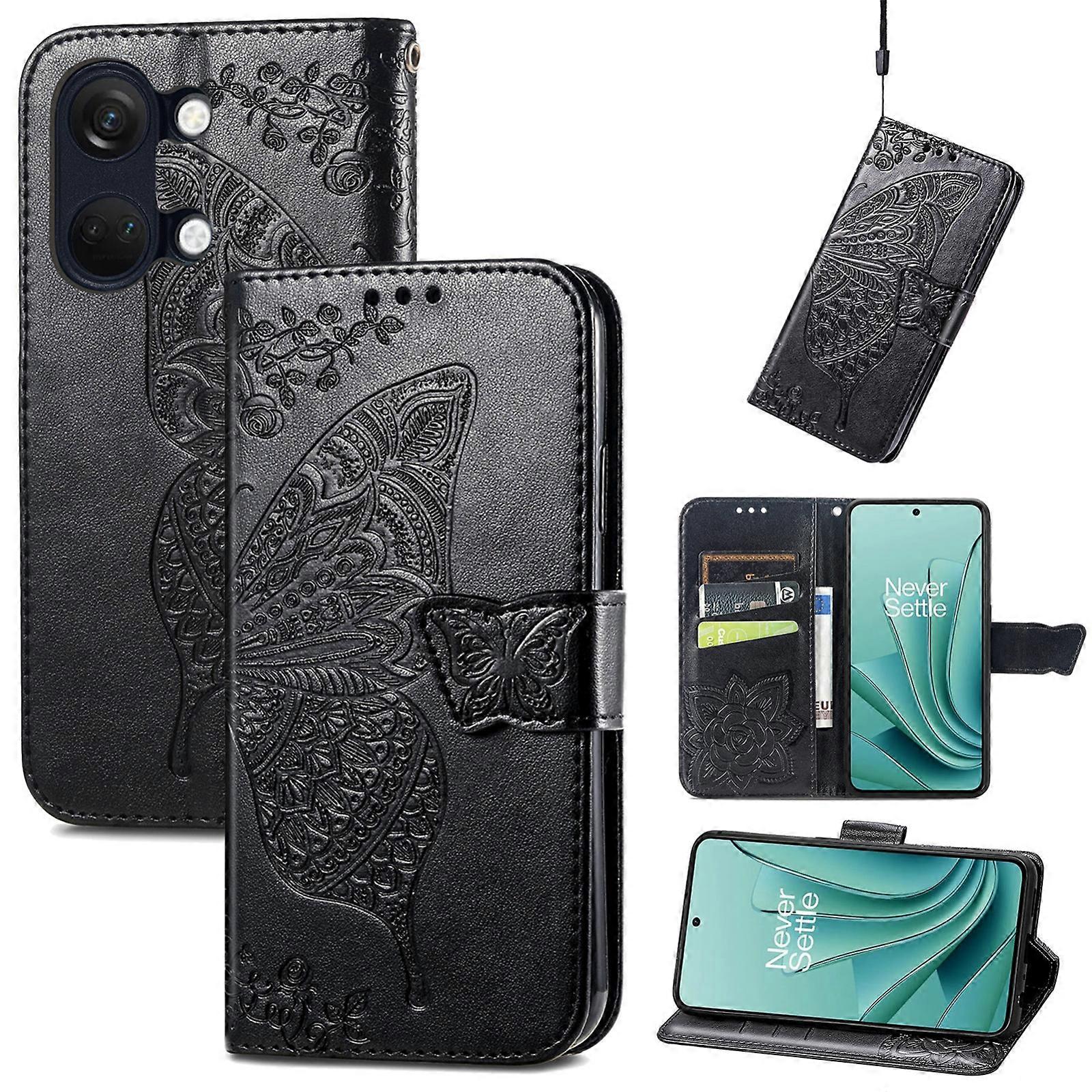 Butterfly Love Flower Embossed Leather Phone Case