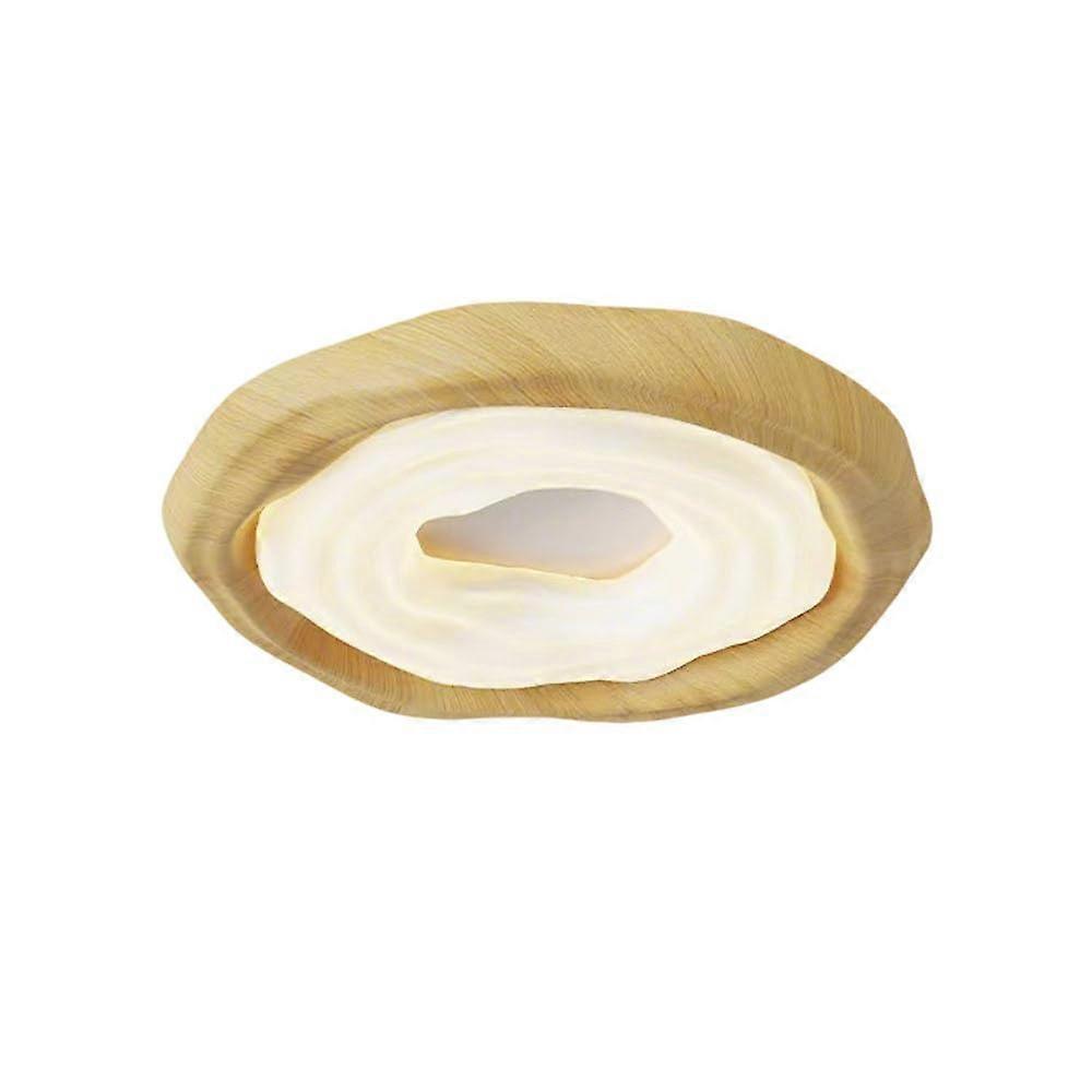 Wood Grain LED Ceiling Light, 54cm Flush Mount, Dimmable with Remote, Adjustable 3 Color Temperatures