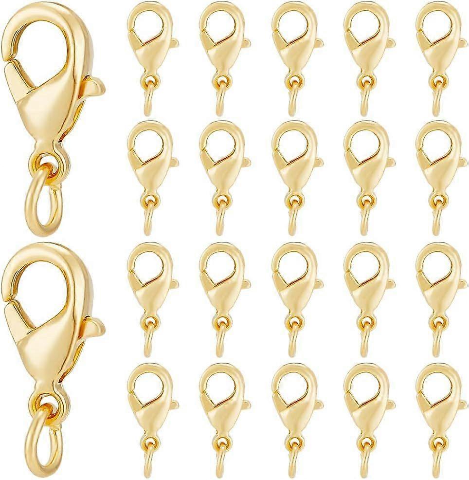 50pcs 14K Gold Plated Lobster Clasp Sets Brass Lobster Claw Clasps with 4mm Open Jump Rings Golden Necklace Clasps and Closures for DIY Bracelet Earri