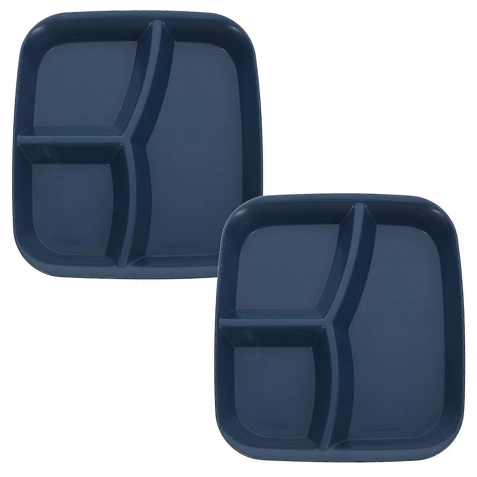 Divided Plate 2Pcs Blue Reusable Compartment Tray for Food Serving