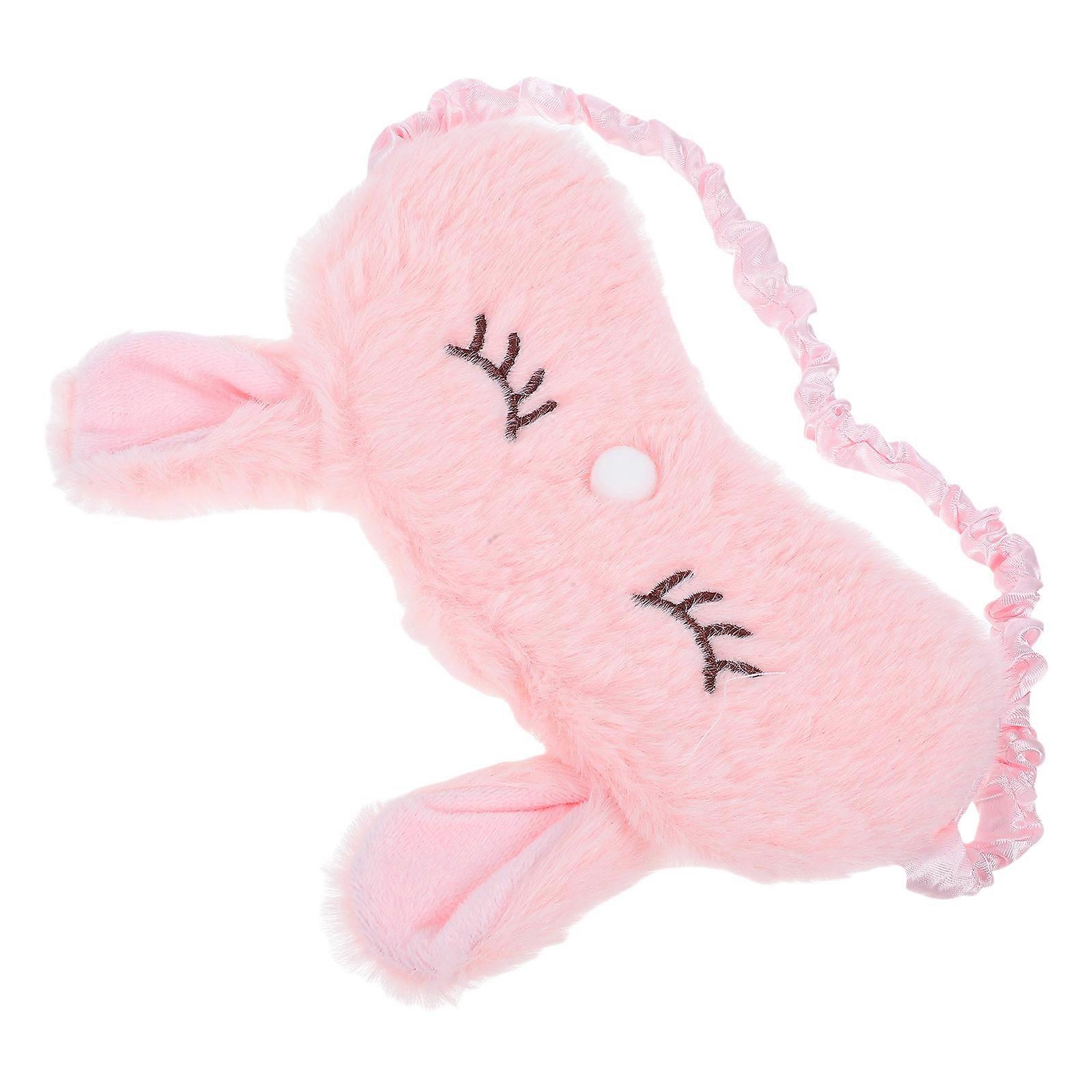 Plush Pink Rabbit Eye Mask for Sleeping Block Light