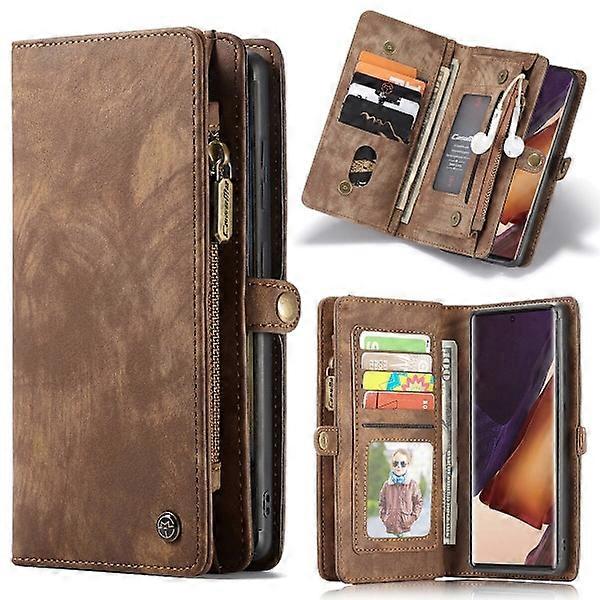Leather case with zipper for compatible with iphone 12 mini brown brown