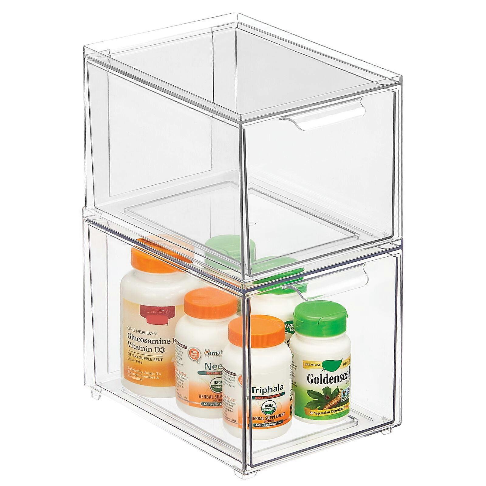 mDesign Stackable Plastic Bathroom Storage Caddy, 2 Pack