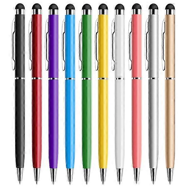 10-Pack 2-in-1 Retractable Ballpoint Pens with Stylus, Compatible with iPad/iPhone, Universal Capacitive Touch Screen Pen