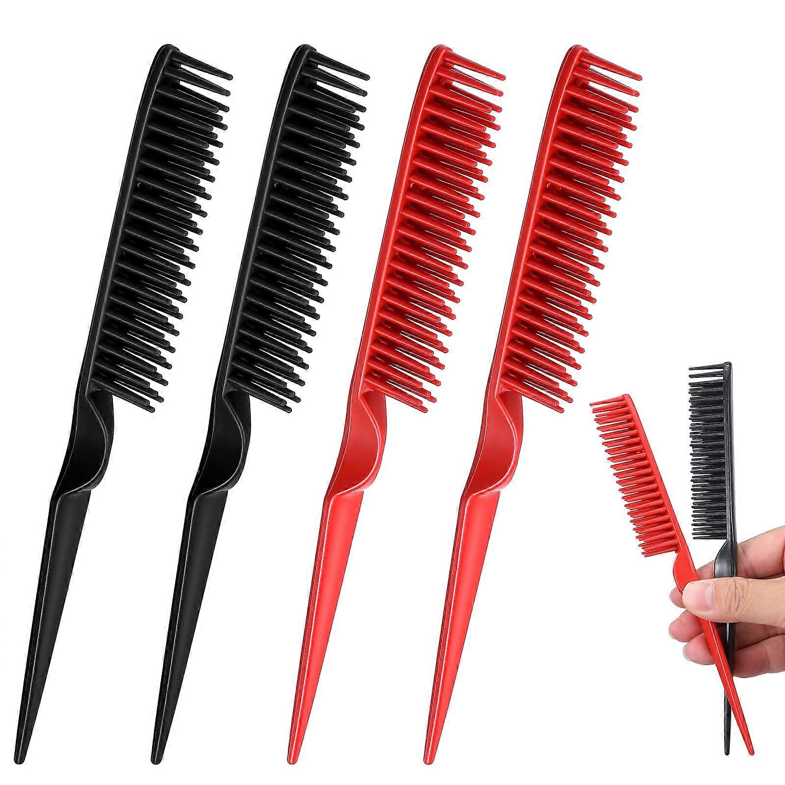 4 PCS Hair Styling Comb Set, 3 Row Detangling Combs for Curly Hair, Teasing and Braid Removal