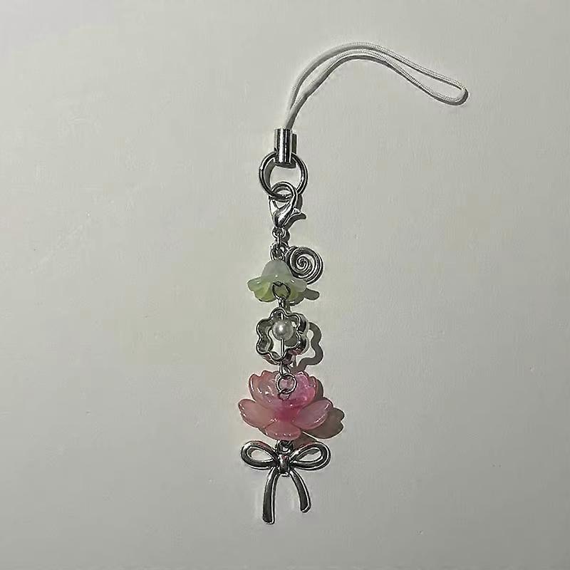 Breloque télúphone fleur rose faite à la main