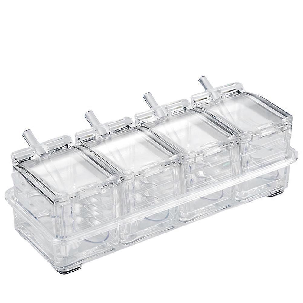 Transparent Kitchen Seasoning Boxes Set for Storage 2Pcs White Containers